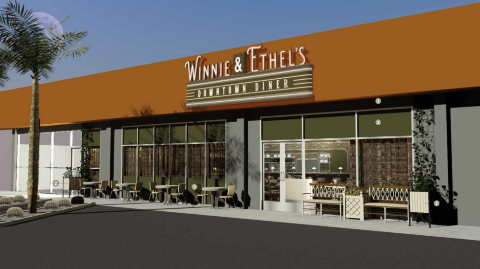 Exterior rendering of Winnie & Ethel’s Downtown Diner, supplied by the diner